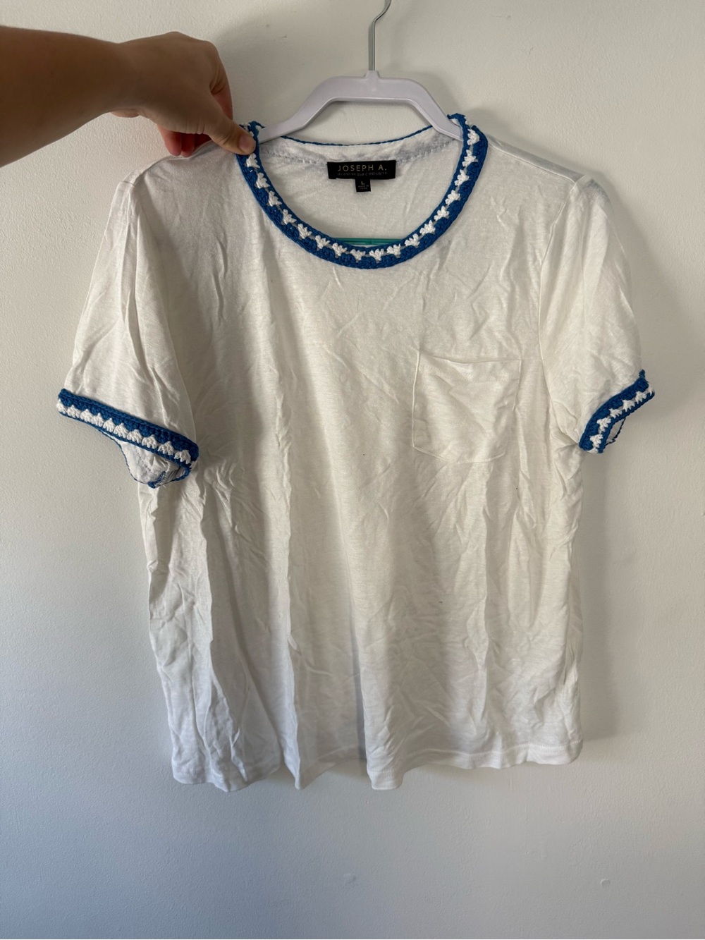 Joseph A White Short-Sleeve Tee with Blue Trim